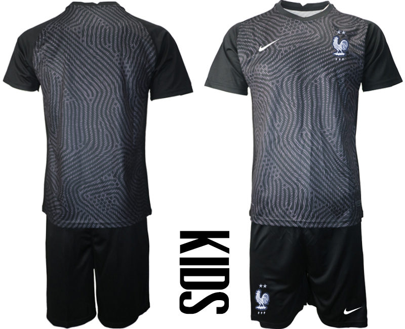 2021 France black youth goalkeeper soccer jerseys->youth soccer jersey->Youth Jersey